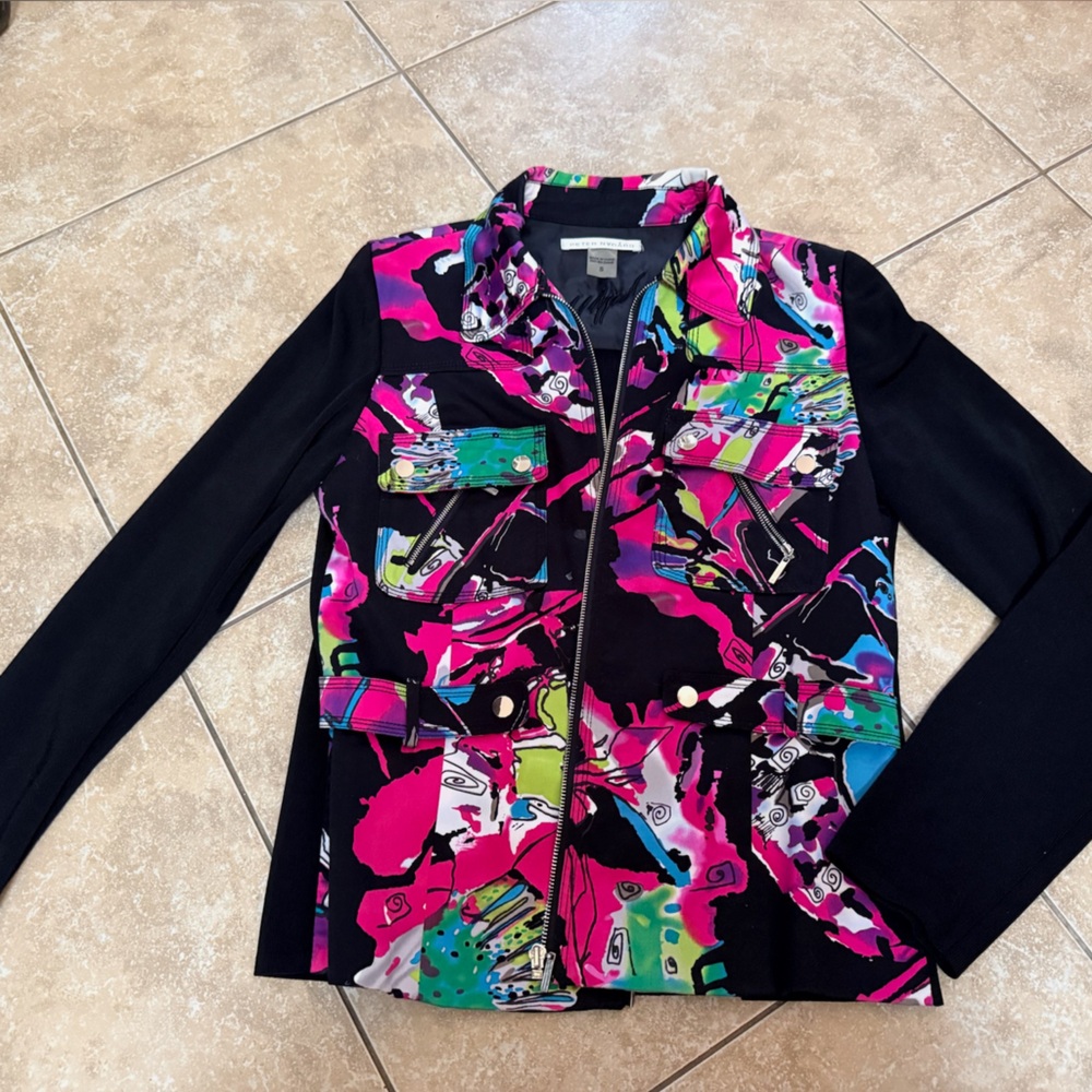 Peter Nygård Pink Black Floral Zip Jacket